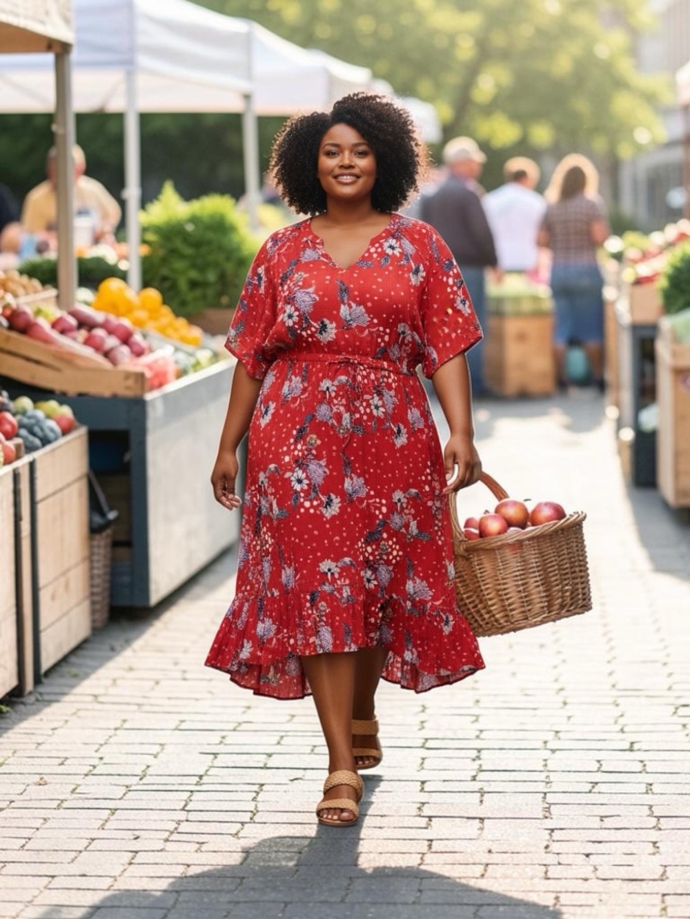 Nurture by Lamaze Red Floral Midi Dress
